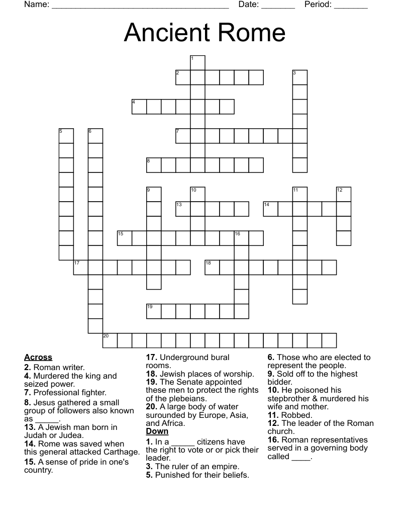 Rome Crossword WordMint