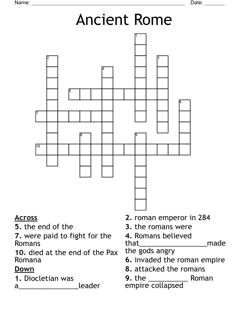 Ancient Rome Crossword WordMint