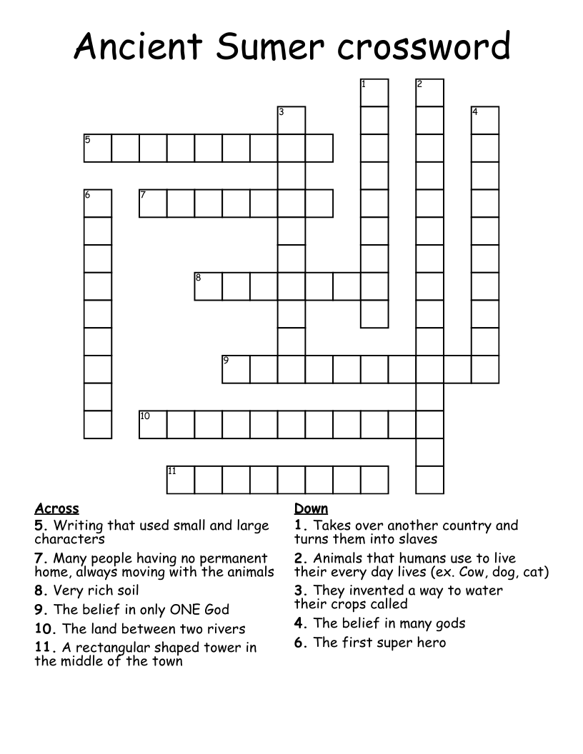 Ancient Sumer crossword  