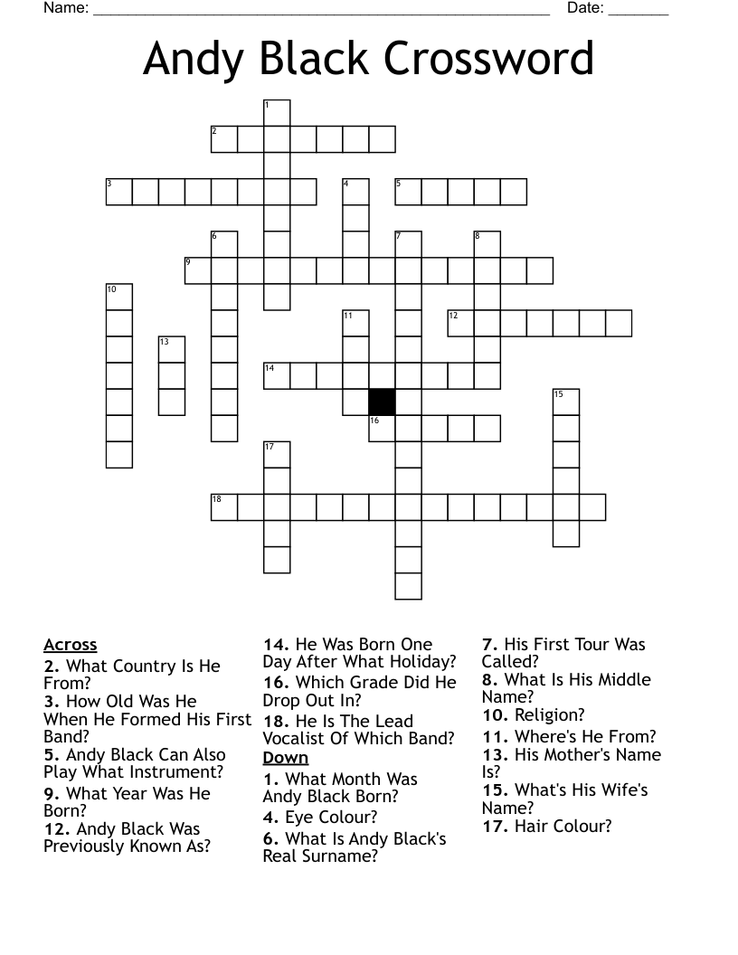 Andy Black Crossword