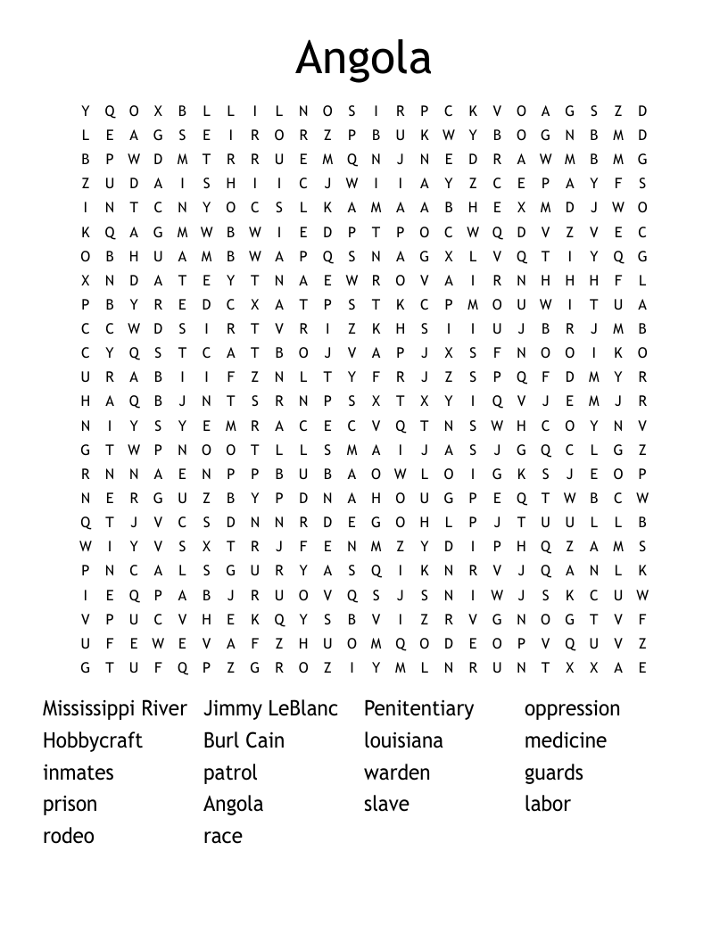 Angola  Word Search