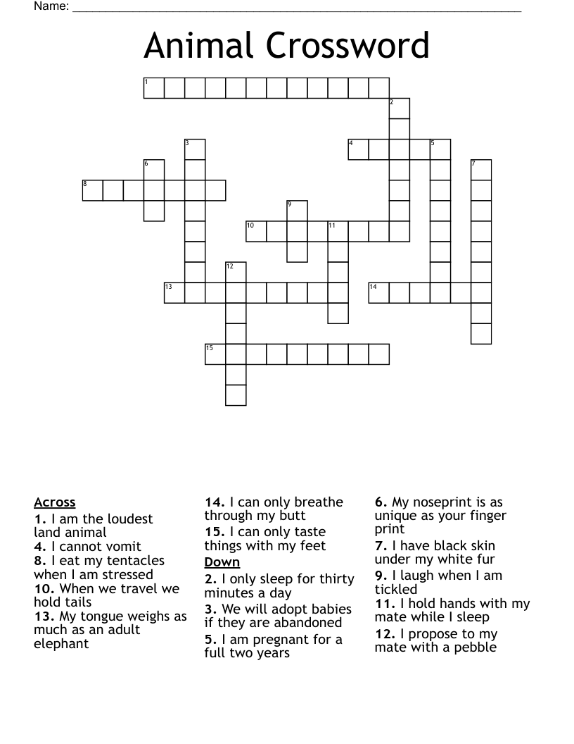 Animal Crossword