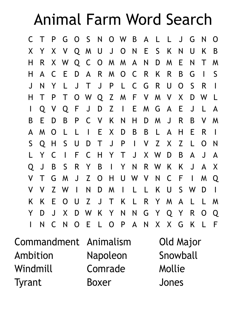 Animal Farm Word Search