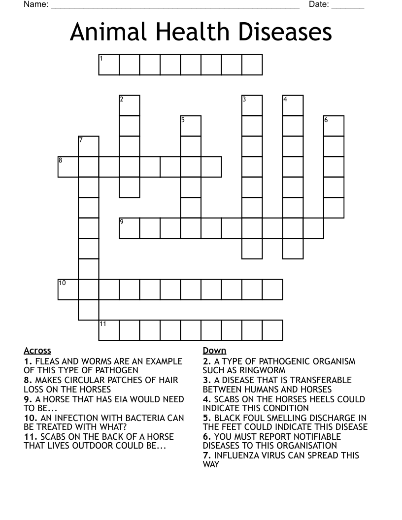 Animal Health Diseases Crossword