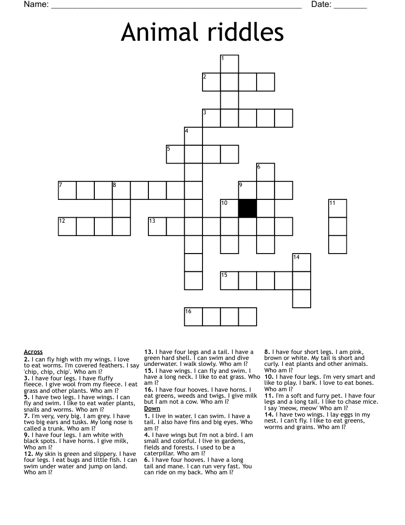 Animal riddles Crossword