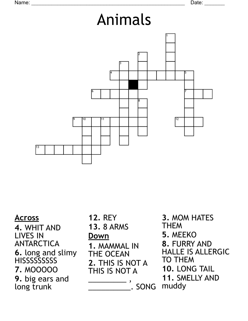 Animals Crossword