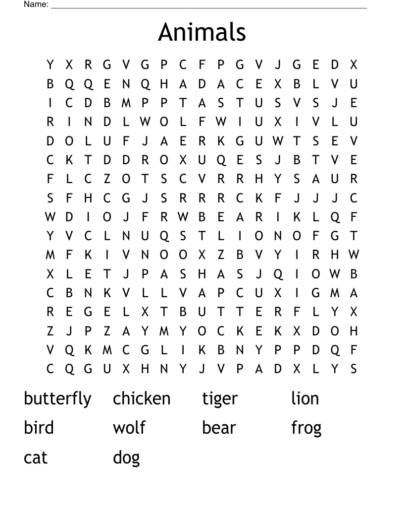 Animals Word Search