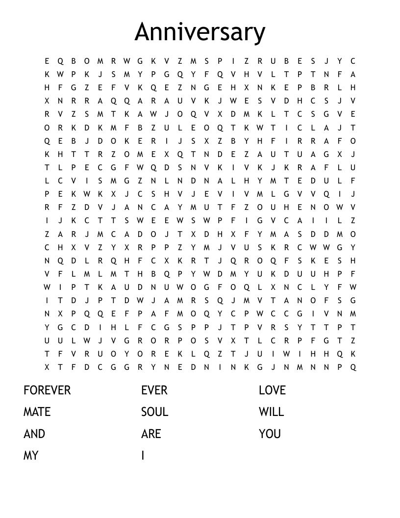 Anniversary Word Search