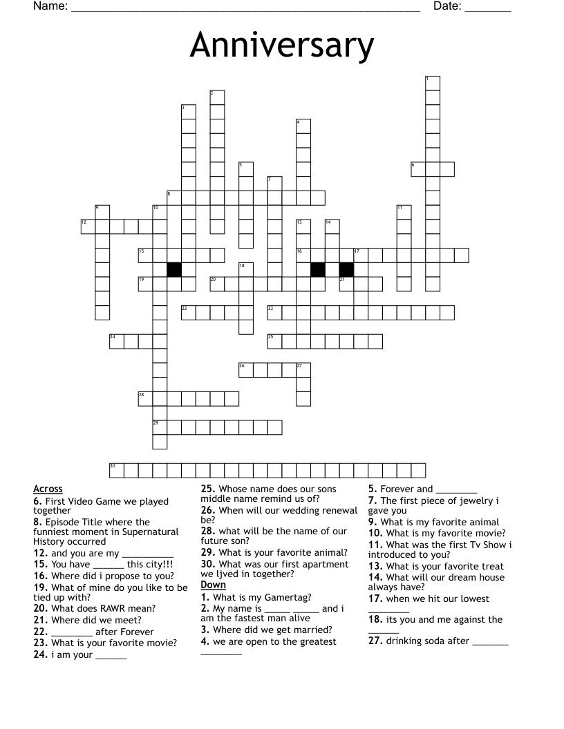 Anniversary Crossword