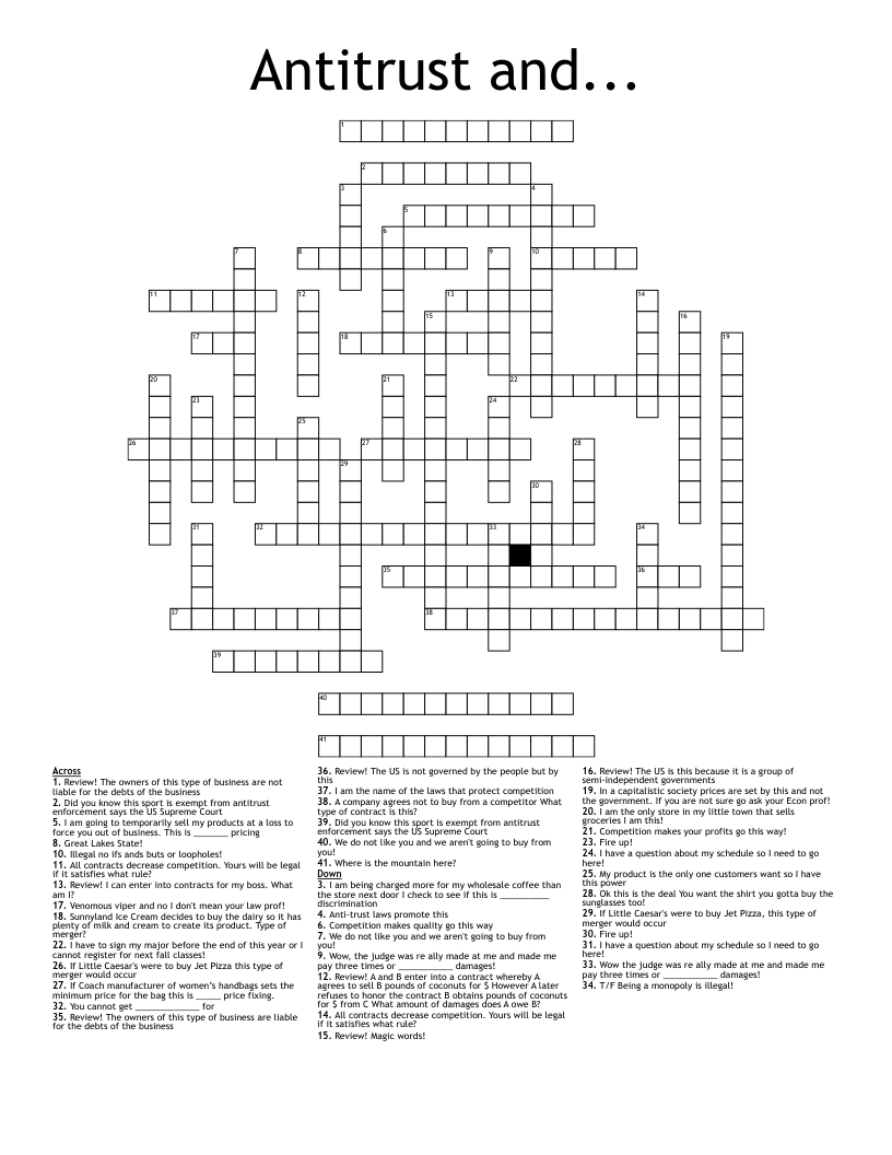 Antitrust and... Crossword