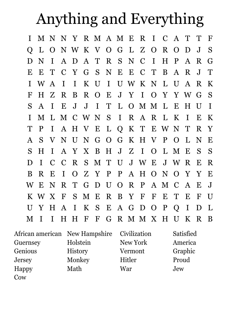 Anything and Everything Word Search