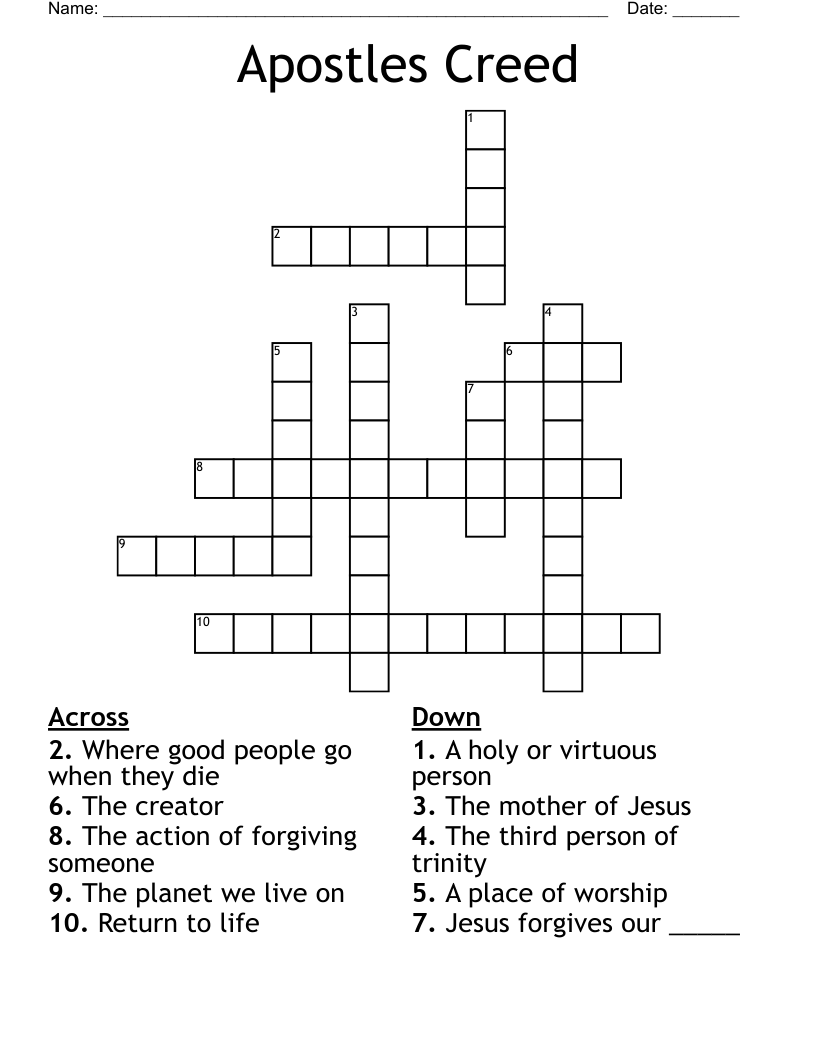 Apostles Creed  Crossword