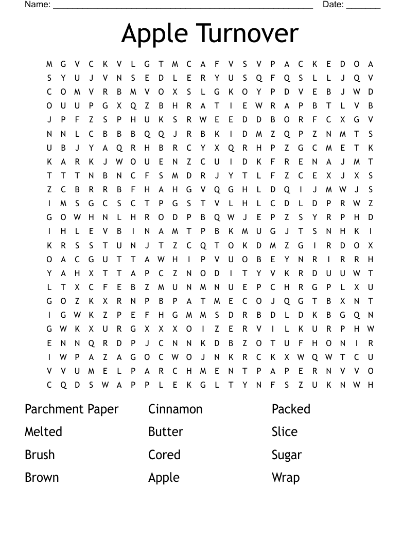 Apple Turnover Word Search