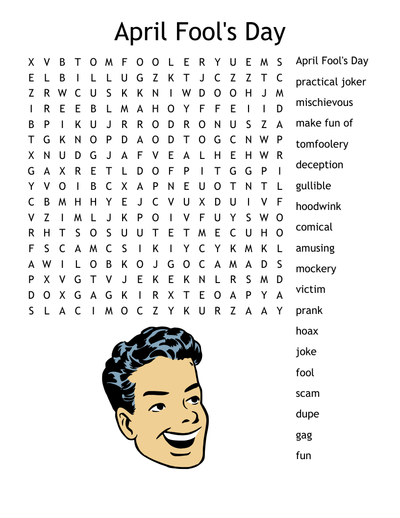 April Fools Word Search Printable