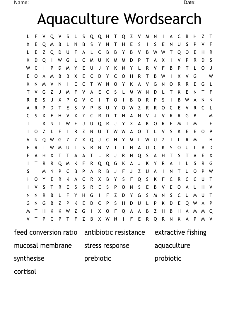 Aquaculture Wordsearch