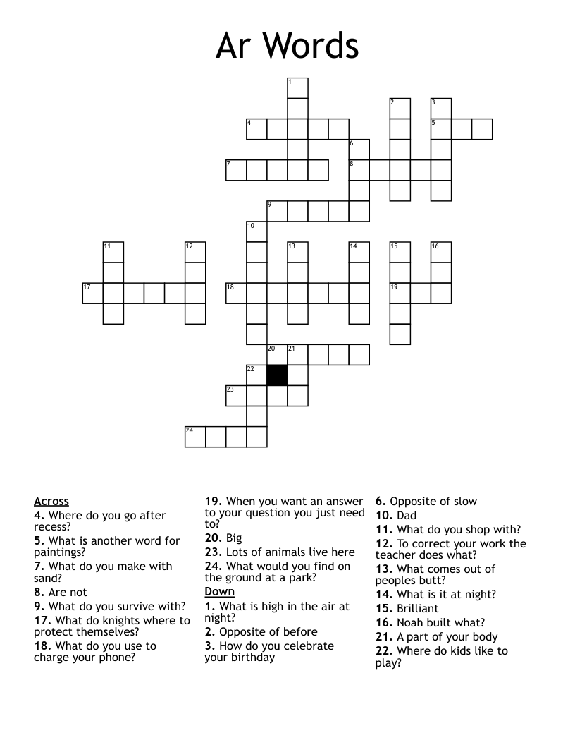 Ar Words Crossword