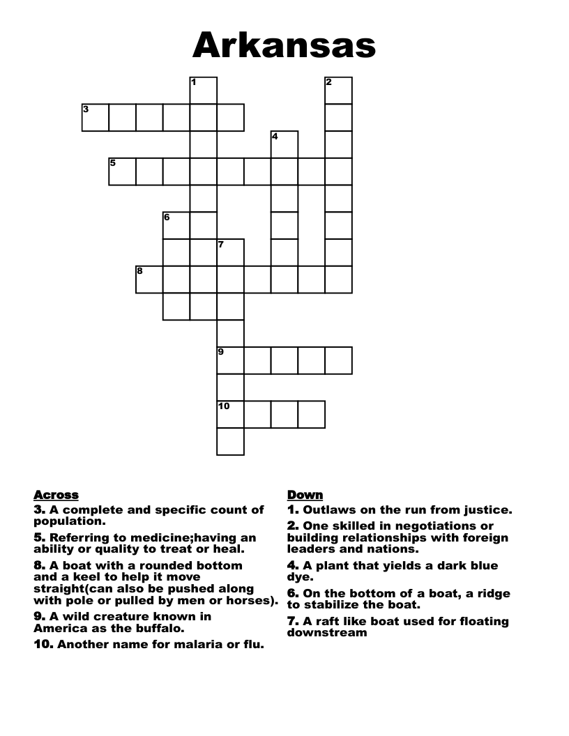 Similar To Arkansas History Crossword WordMint