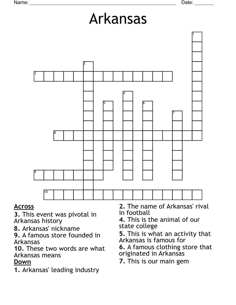 Arkansas Crossword WordMint