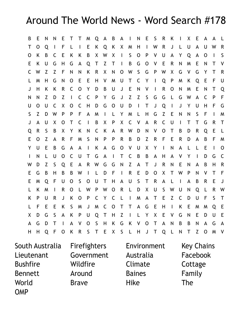 Around The World News - Word Search #178