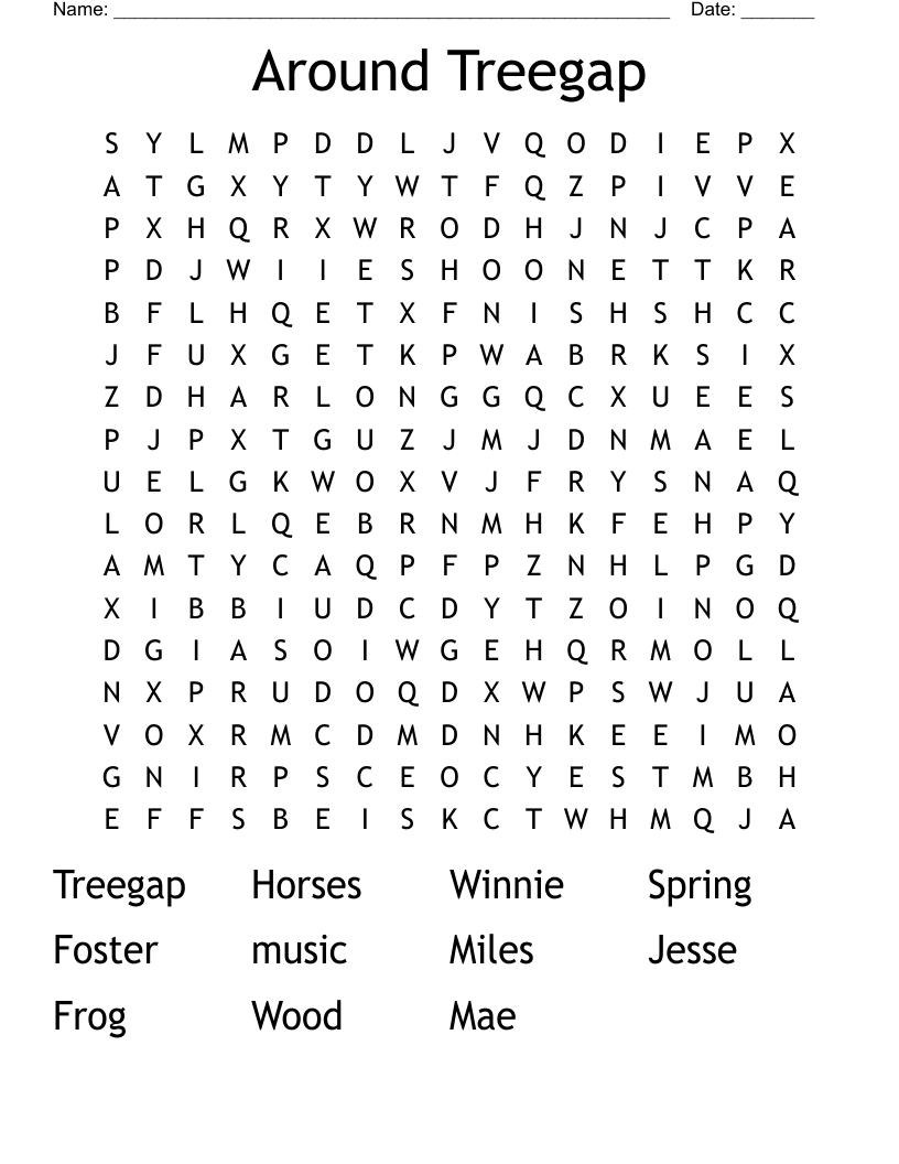 Around Treegap Word Search
