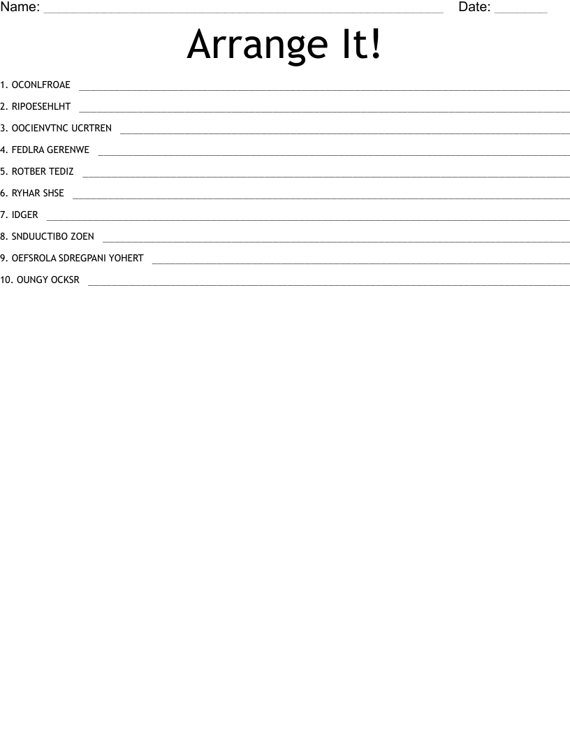 Arrange It! Word Scramble