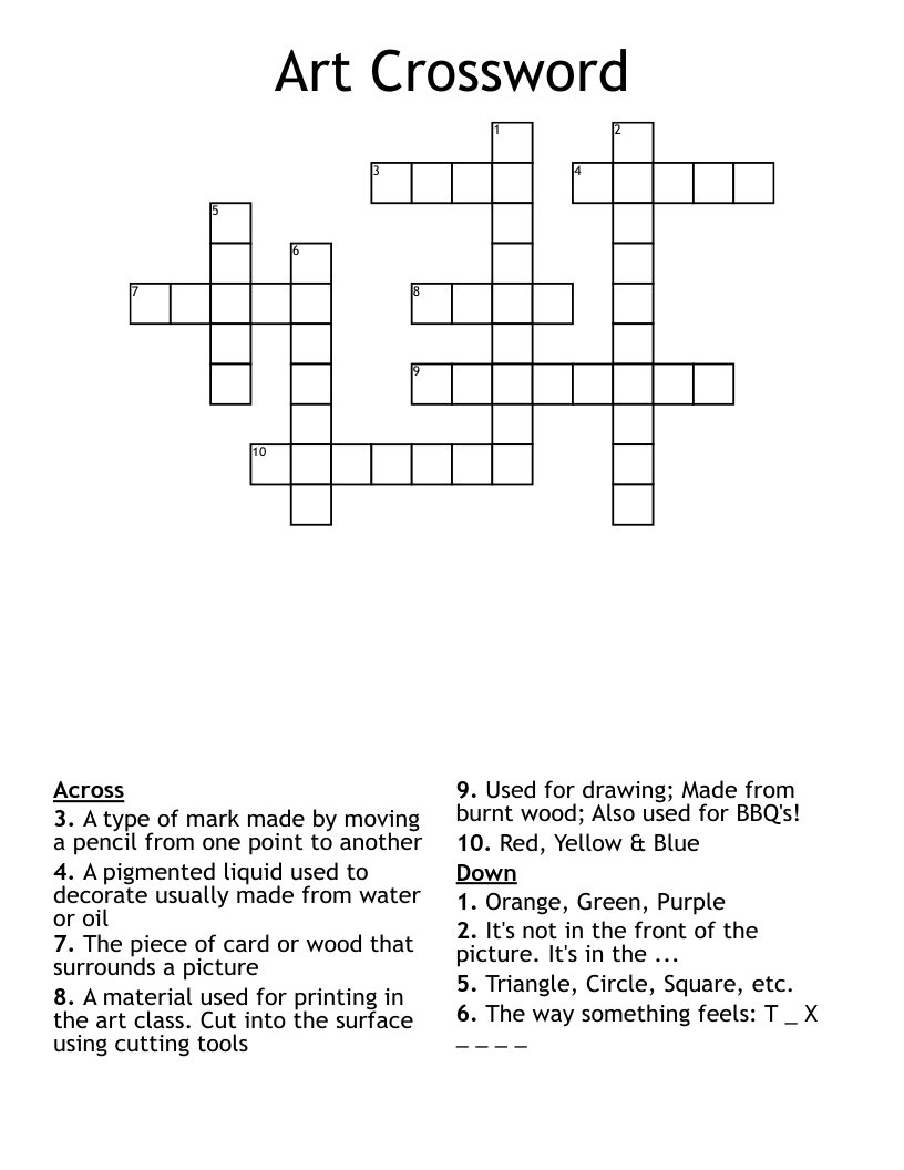 Art Crossword - WordMint