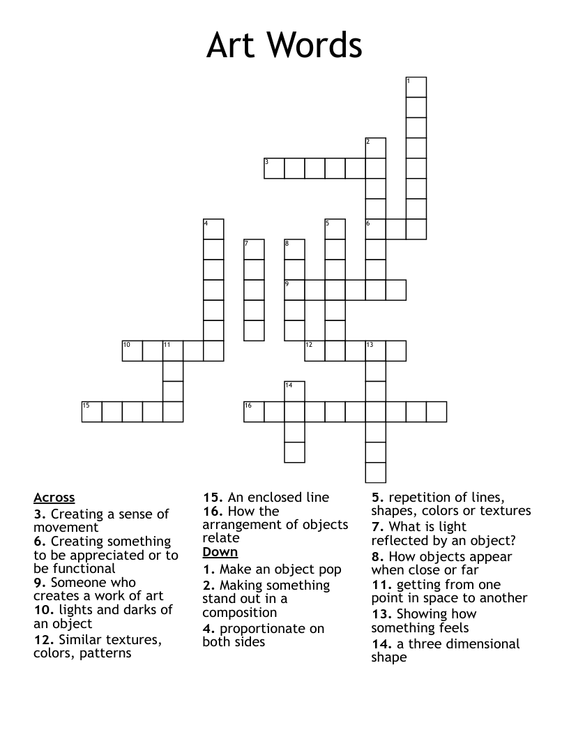 Art Words Crossword
