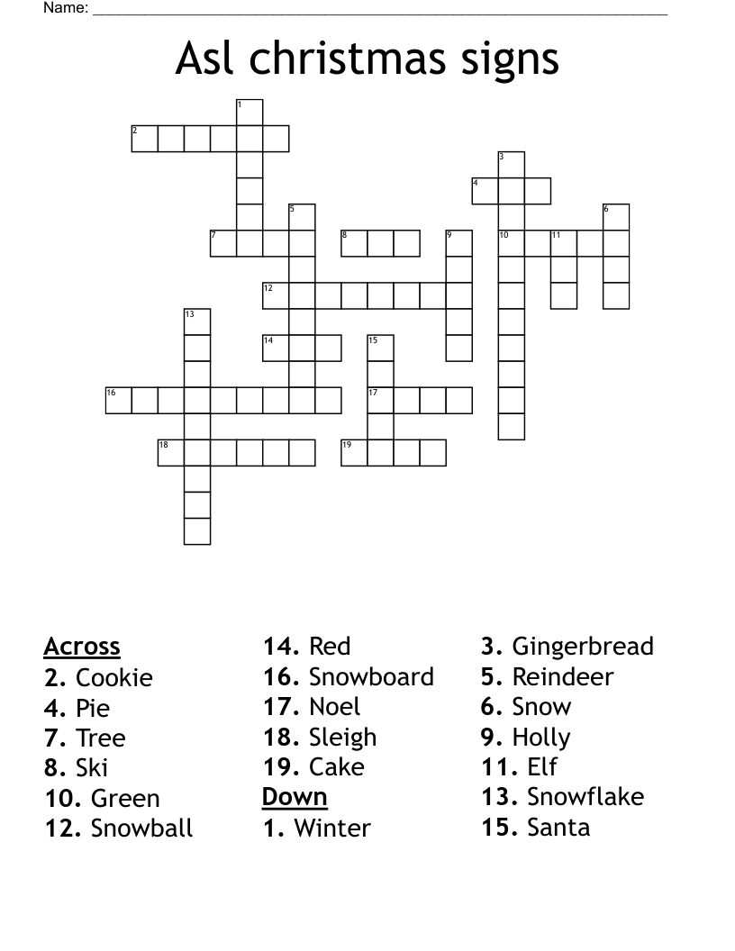 Asl Christmas Signs Crossword WordMint