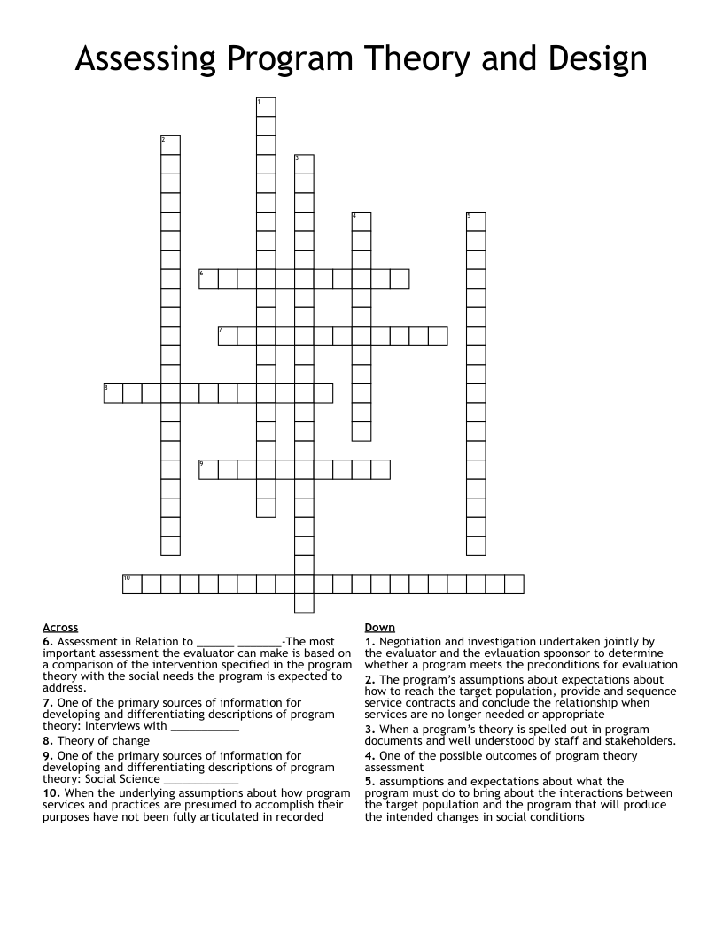 Assessing Program Theory and Design Crossword