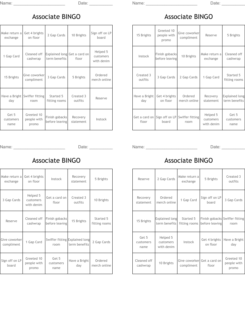 Associate BINGO