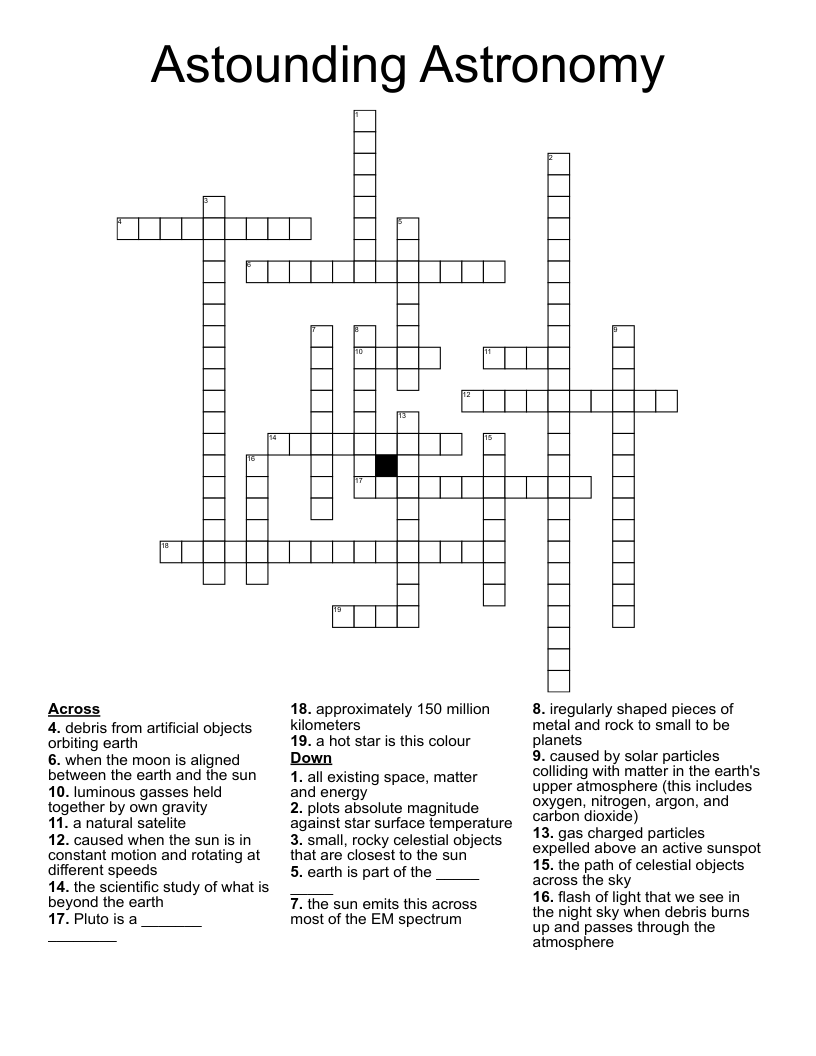 Astounding Astronomy  Crossword