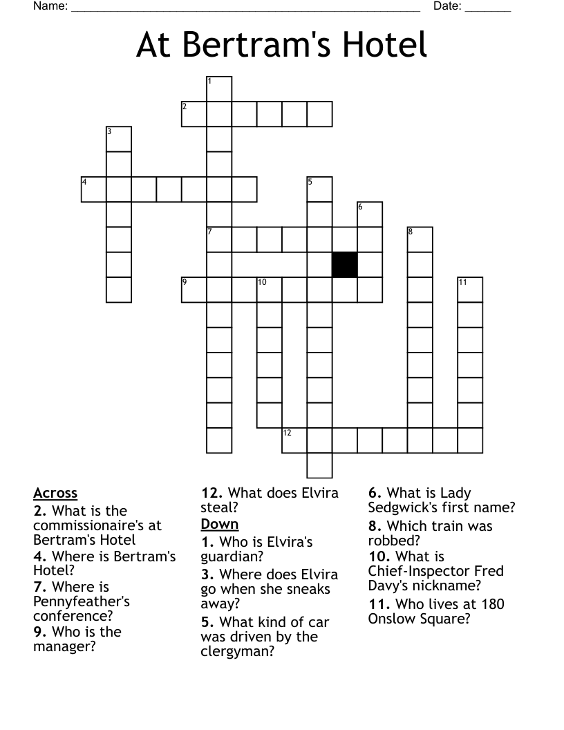 At Bertram's Hotel Crossword