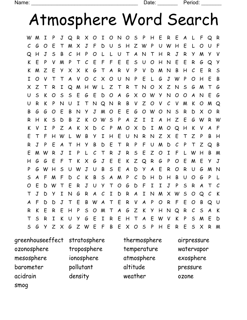 Atmosphere Word Scramble WordMint