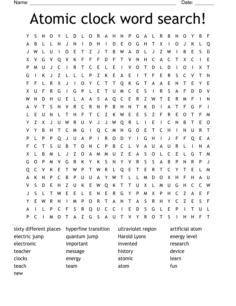Atomic clock word search! WordMint