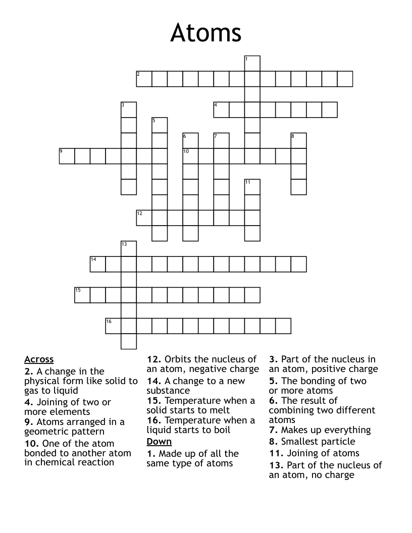 Atoms Crossword