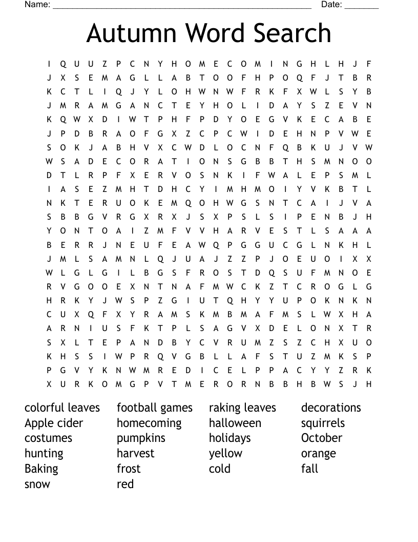 Autumn Word Search