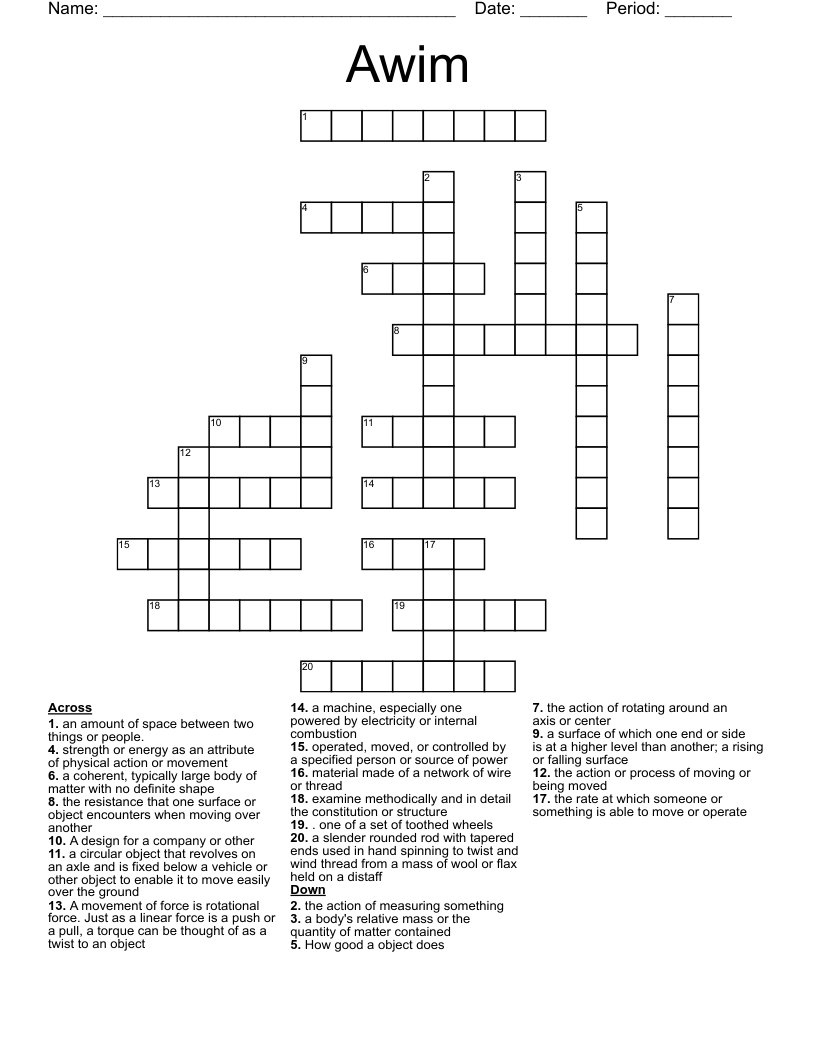 Awim  Crossword