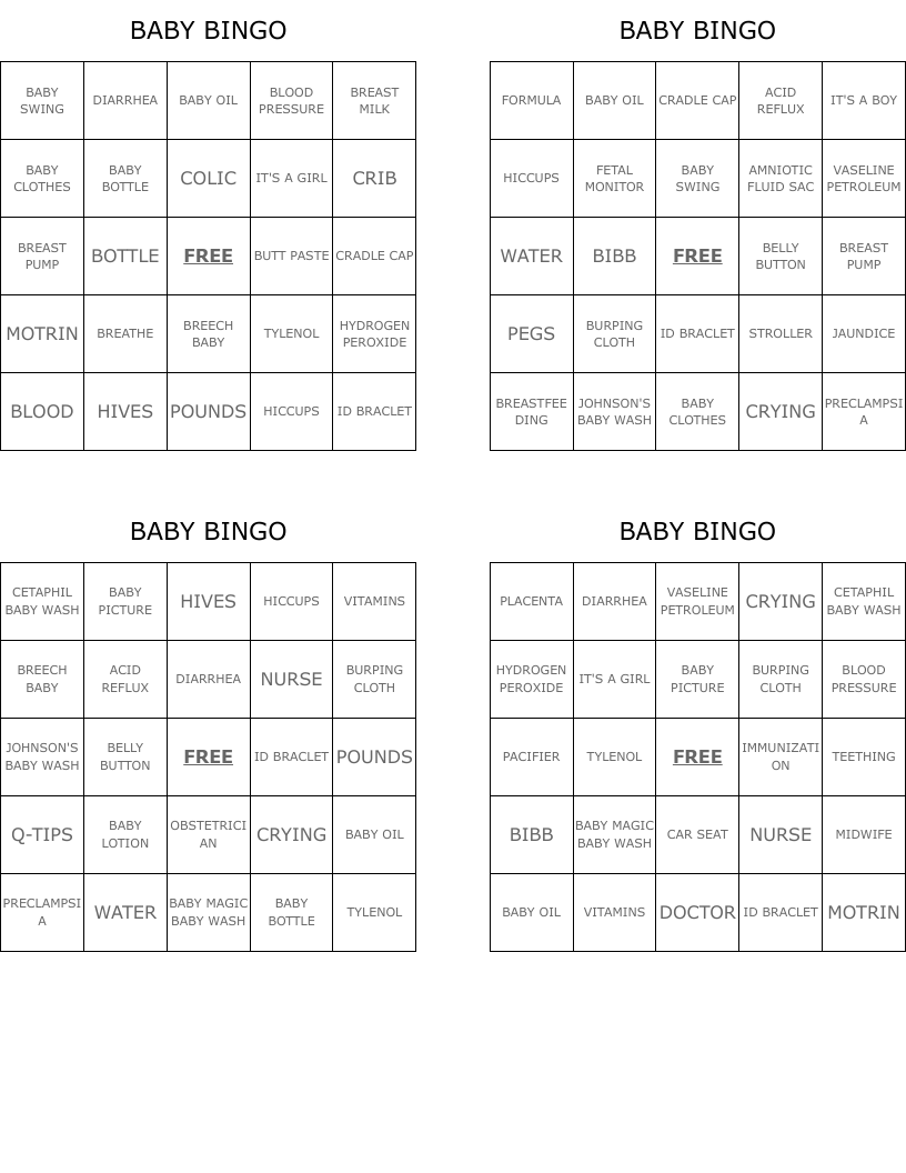 BABY BINGO