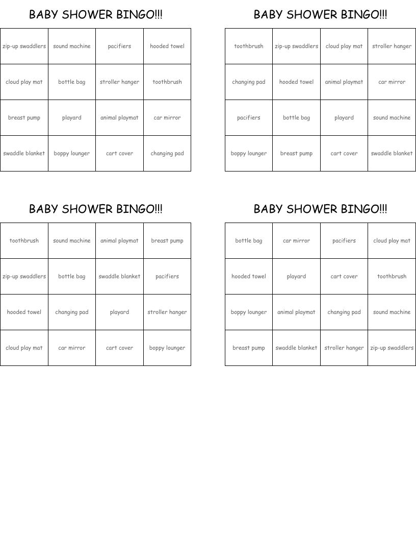 BABY SHOWER BINGO!!!