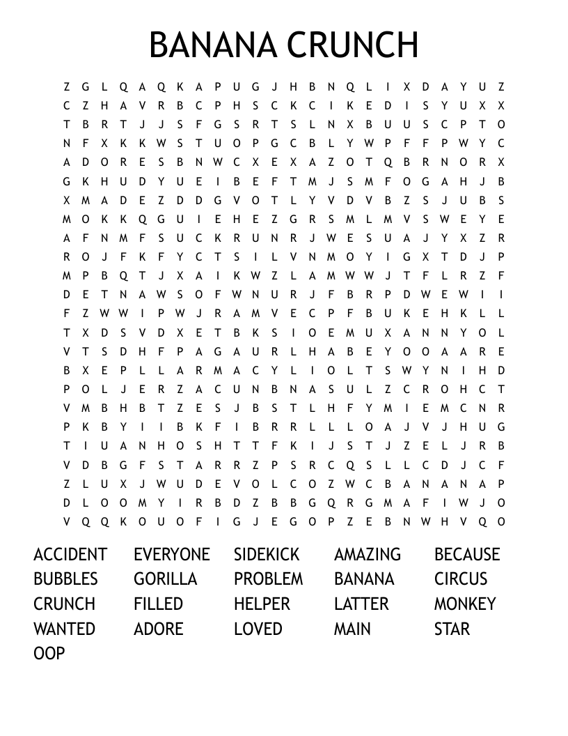 BANANA CRUNCH Word Search
