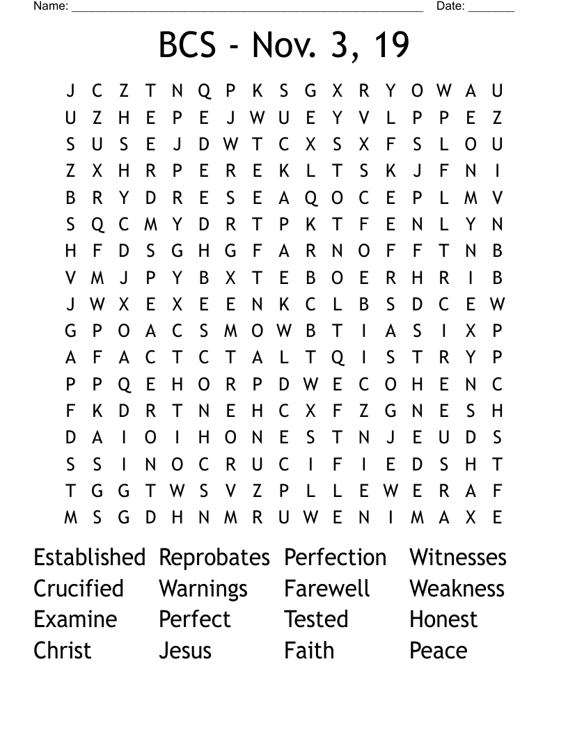 BCS - Nov. 3, 19 Word Search