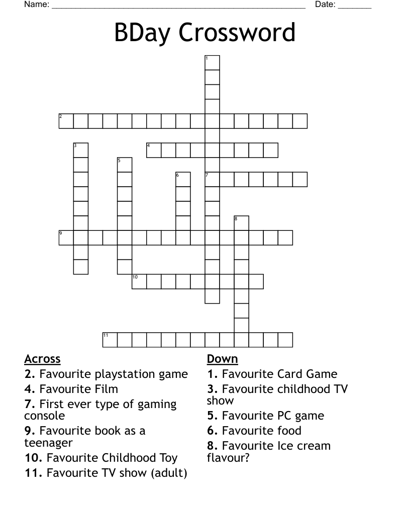 BDay Crossword 