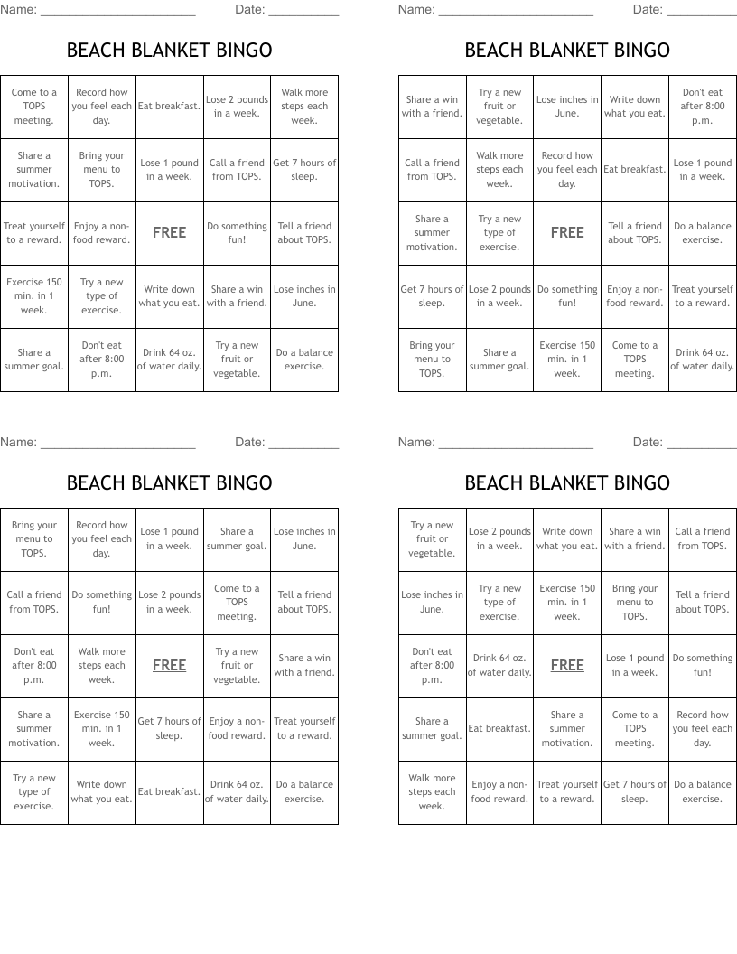 BEACH BLANKET BINGO WordMint