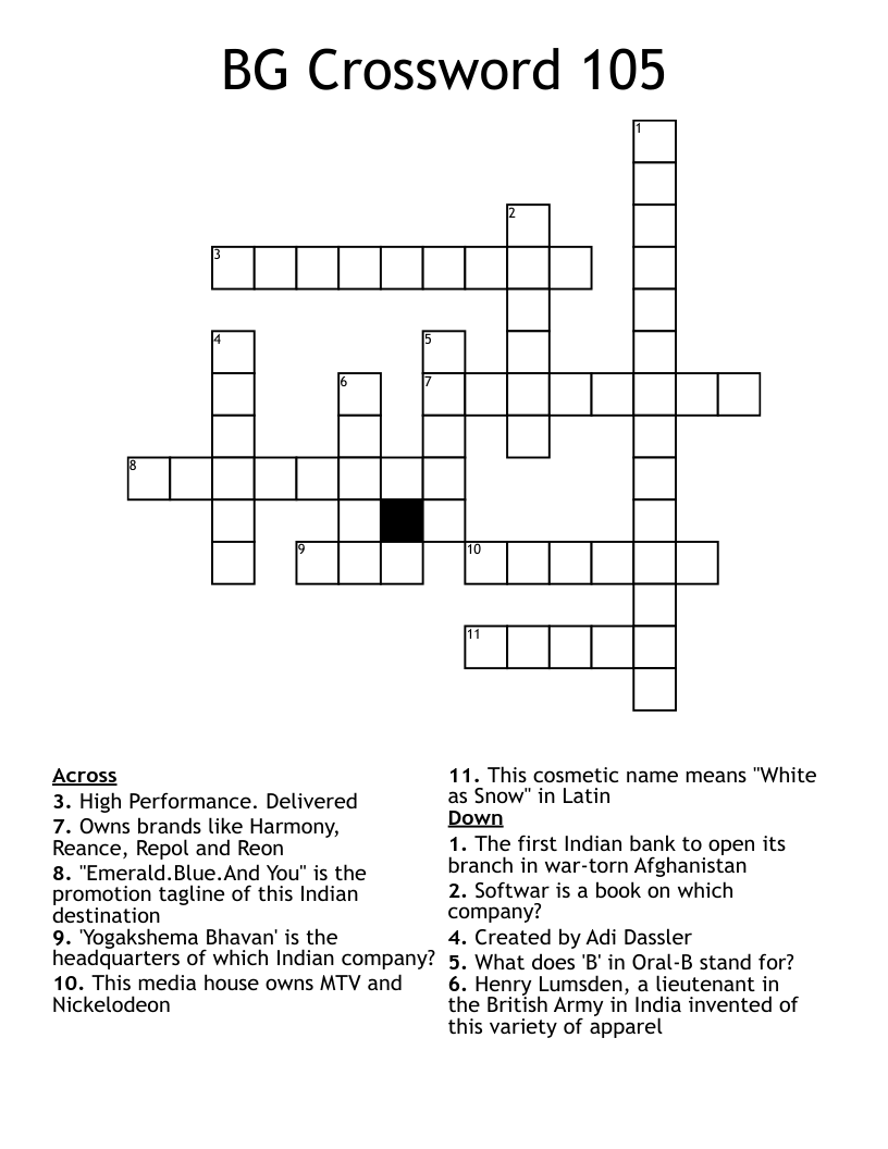 BG Crossword 105