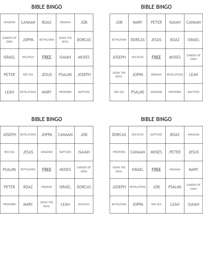 BIBLE BINGO