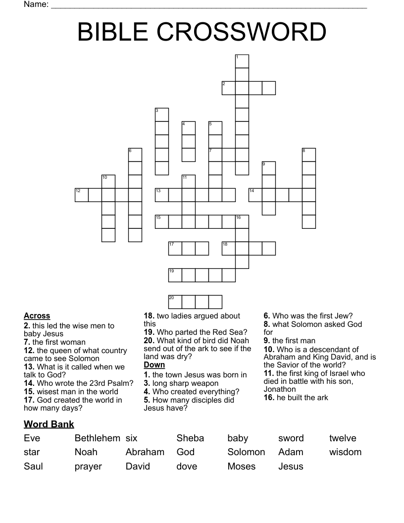 BIBLE CROSSWORD