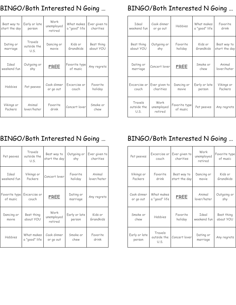 BINGO/Both Interested N Going Out