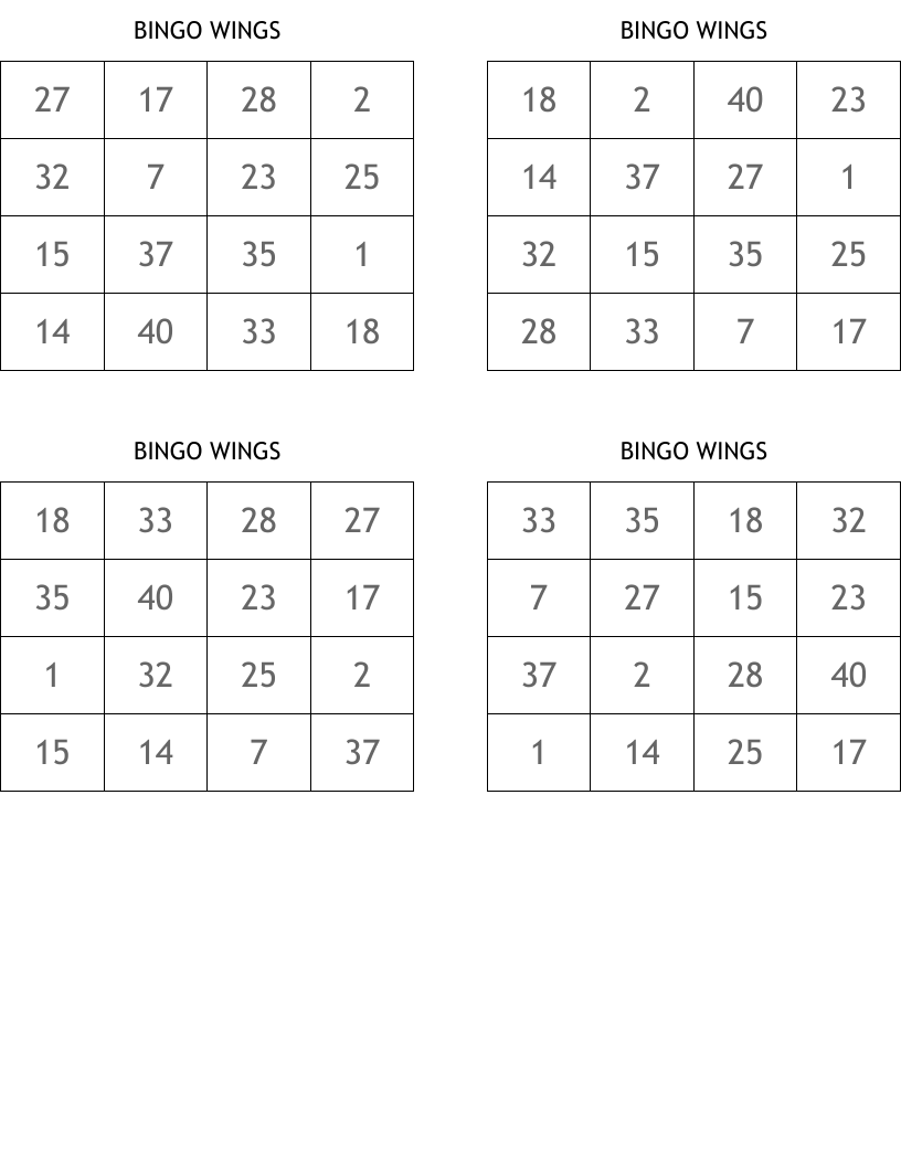 BINGO WINGS WordMint