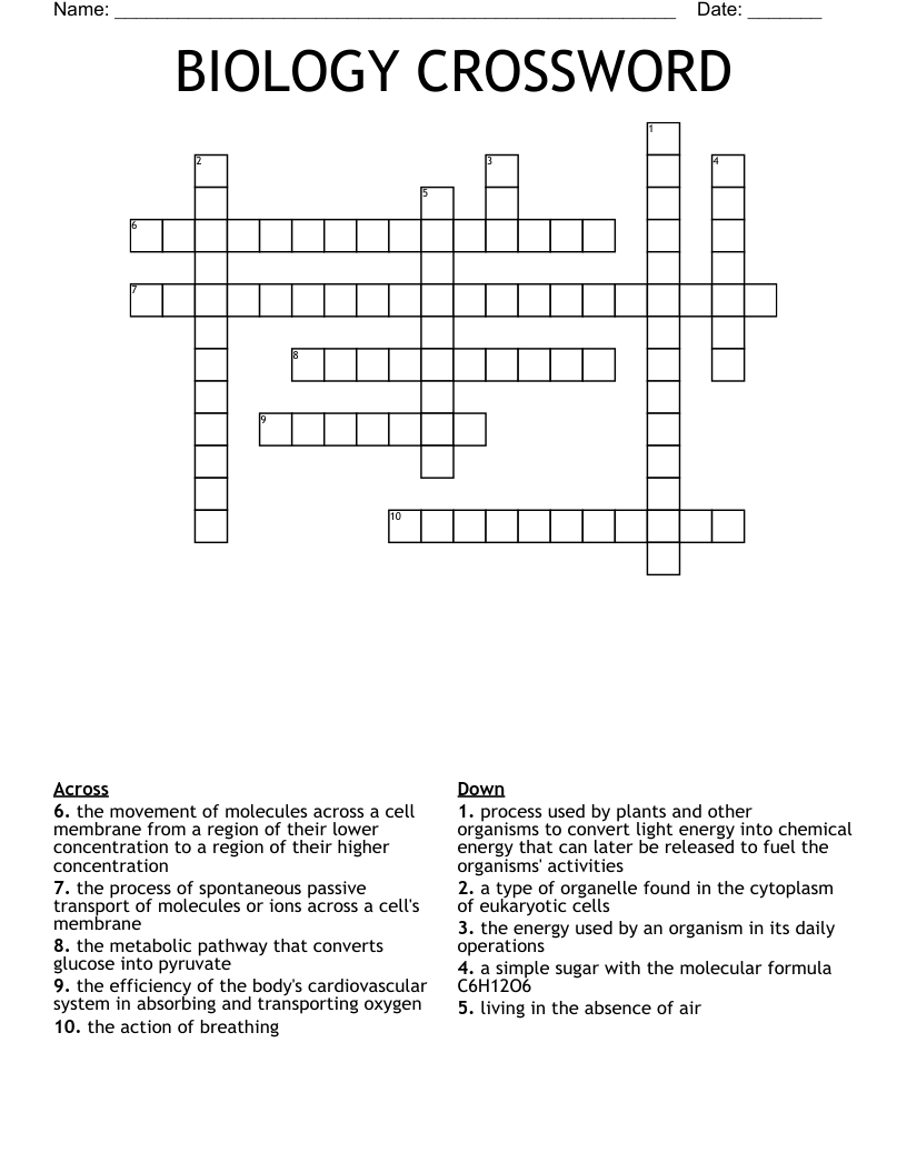 BIOLOGY CROSSWORD