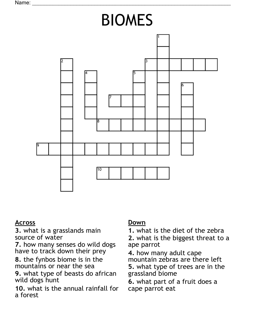 BIOMES Crossword WordMint